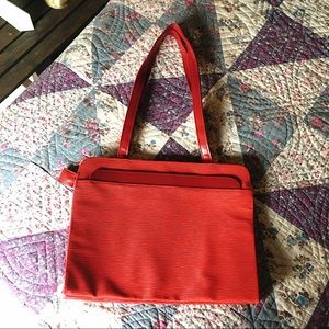 Vintage Fire Engine Red Faux Leather Satchel
